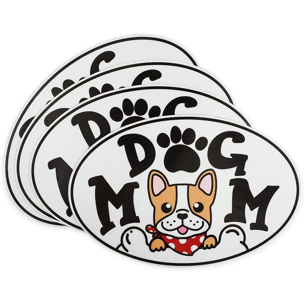 Dog Mom Waterproof Car Magnets, Vehicle Magnetic Bumper Sticker for Gifts (6 x 4 in, 4 Pack)